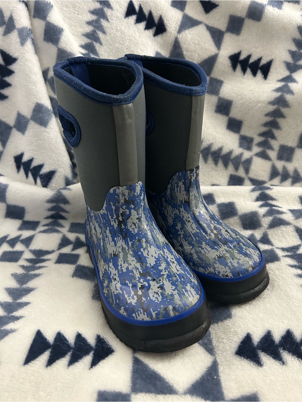 Boys Blue Camo Insulated Rain Boots